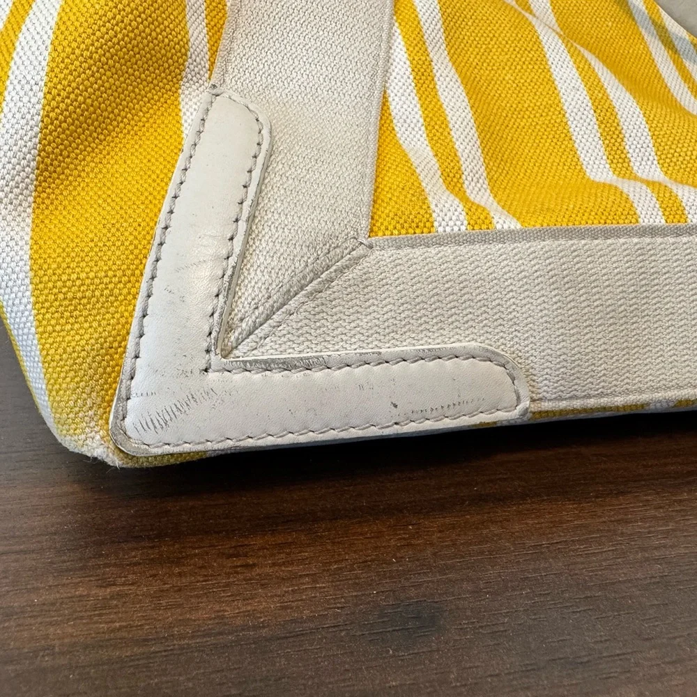 ✨ Balenciaga Paris Yellow Striped Canvas Tote w/ Pouch ✨ - Picture 12 of 16